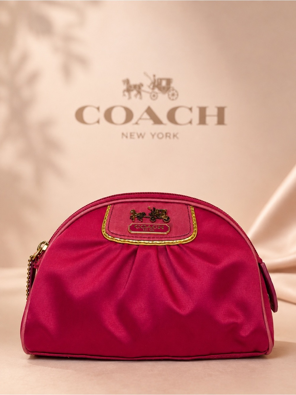 Coach Amanda Satin Logo Cosmetic Pouch